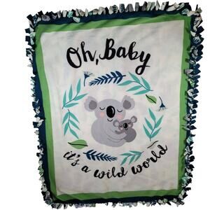 Koala Baby Blanket No Sew Tie Knot Fringe Edge Handmade Oh Baby Wild World
